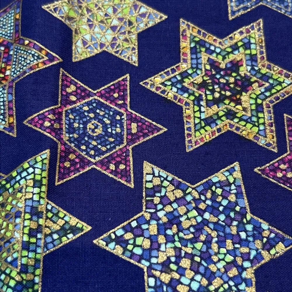 Stained Glass Star of David Jewish MosaicCotton Quilting Fabric JoAnn 80